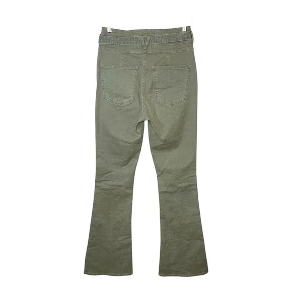 Veronica Beard GISELLE Flare Jeans Sea Foam Green Extra High Rise Belted Size 28